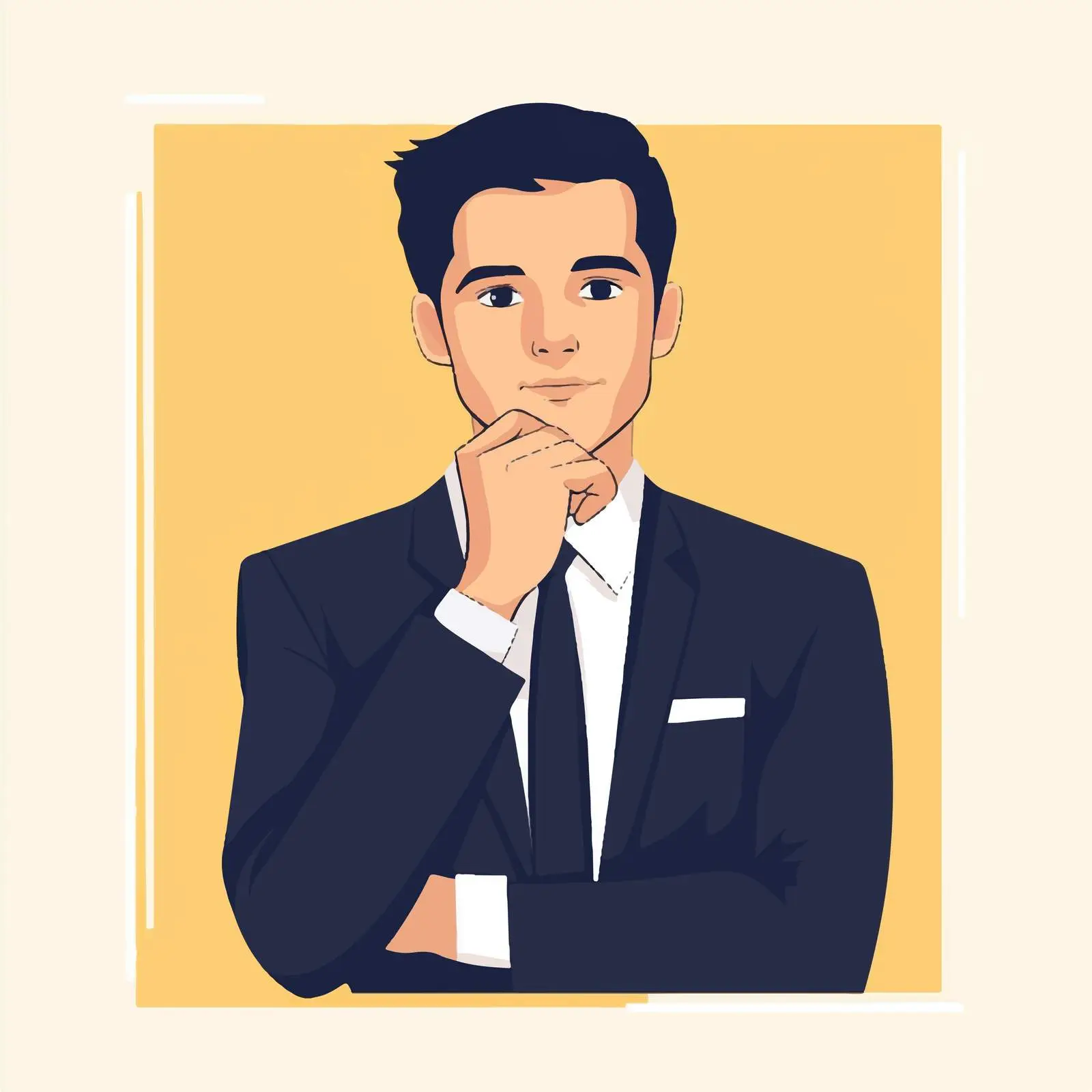 Young Businessman Deep in Thought Gesture — free download from Dotvec
