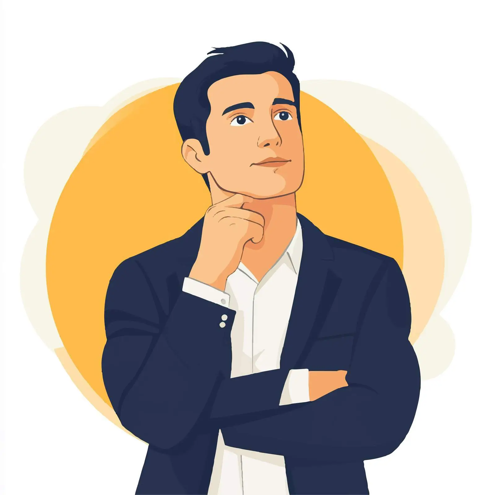 Young Businessman Deep in Thought Gesture – free determined image from Dotvec