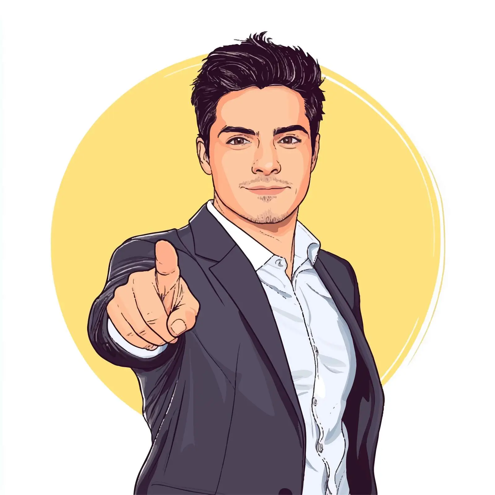 Motivated Young Businessman Pointing and Engaging — free download from Dotvec