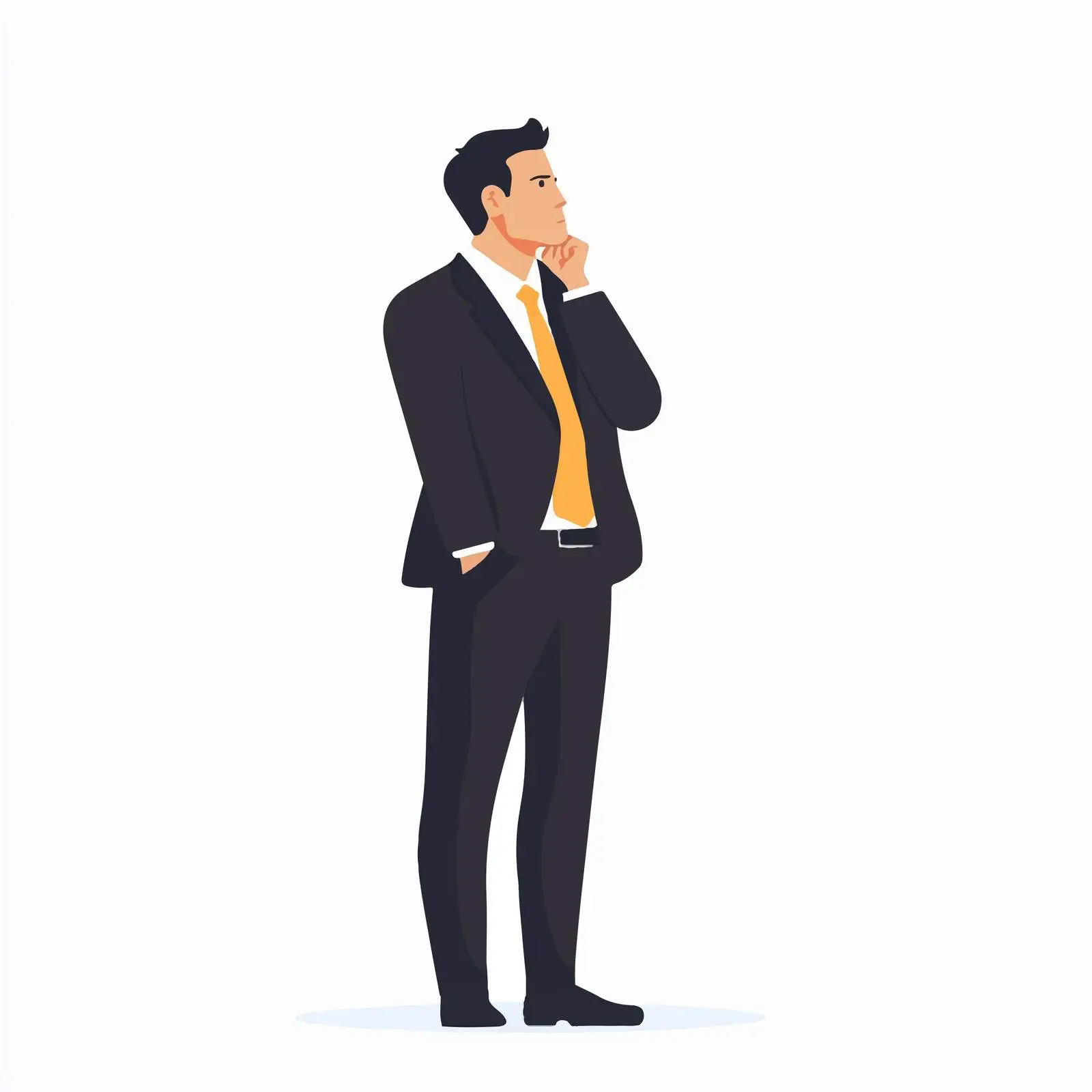 Thoughtful Young Businessman in Flat Style — free download from Dotvec