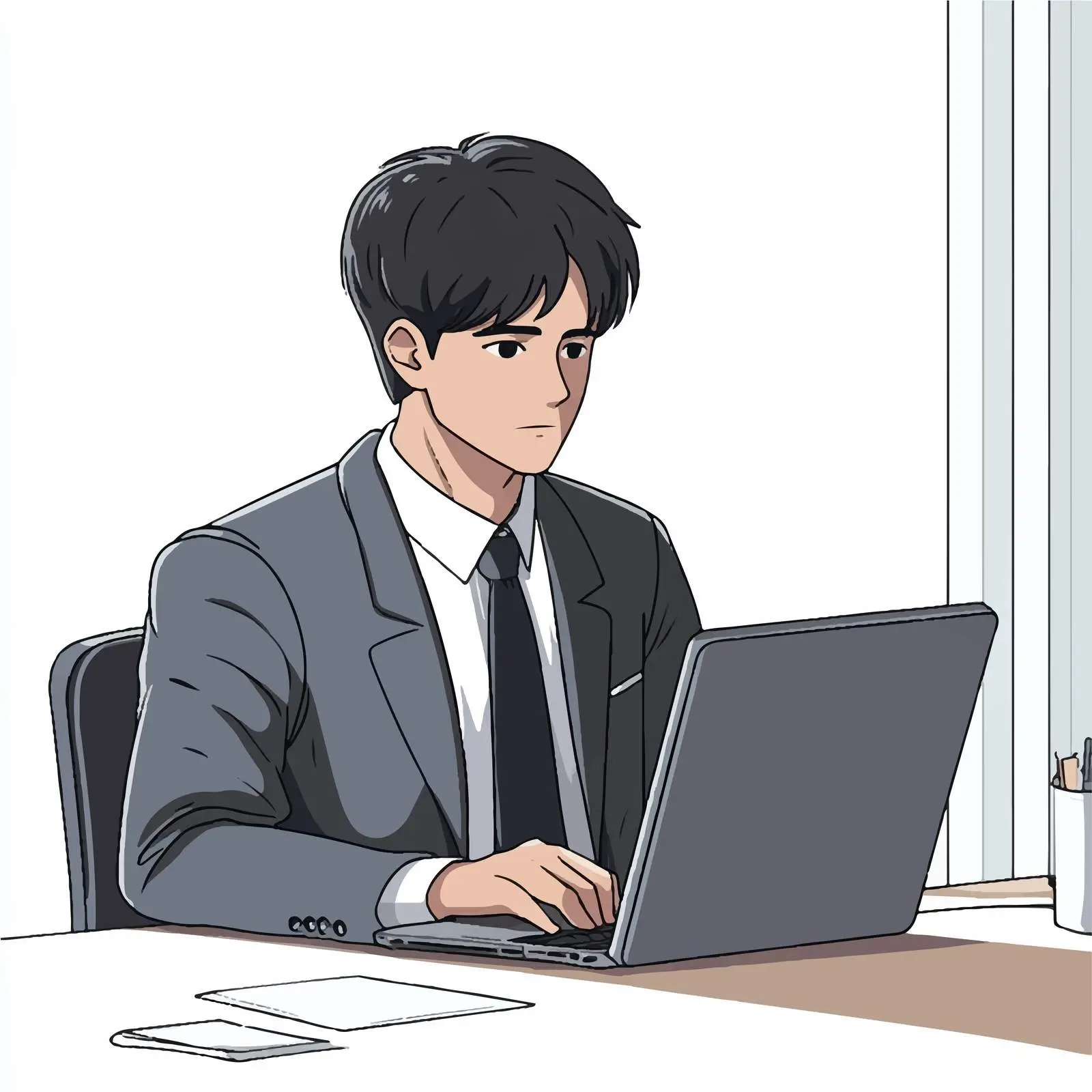 Businessman Working on Laptop in Office Setting — free download from Dotvec