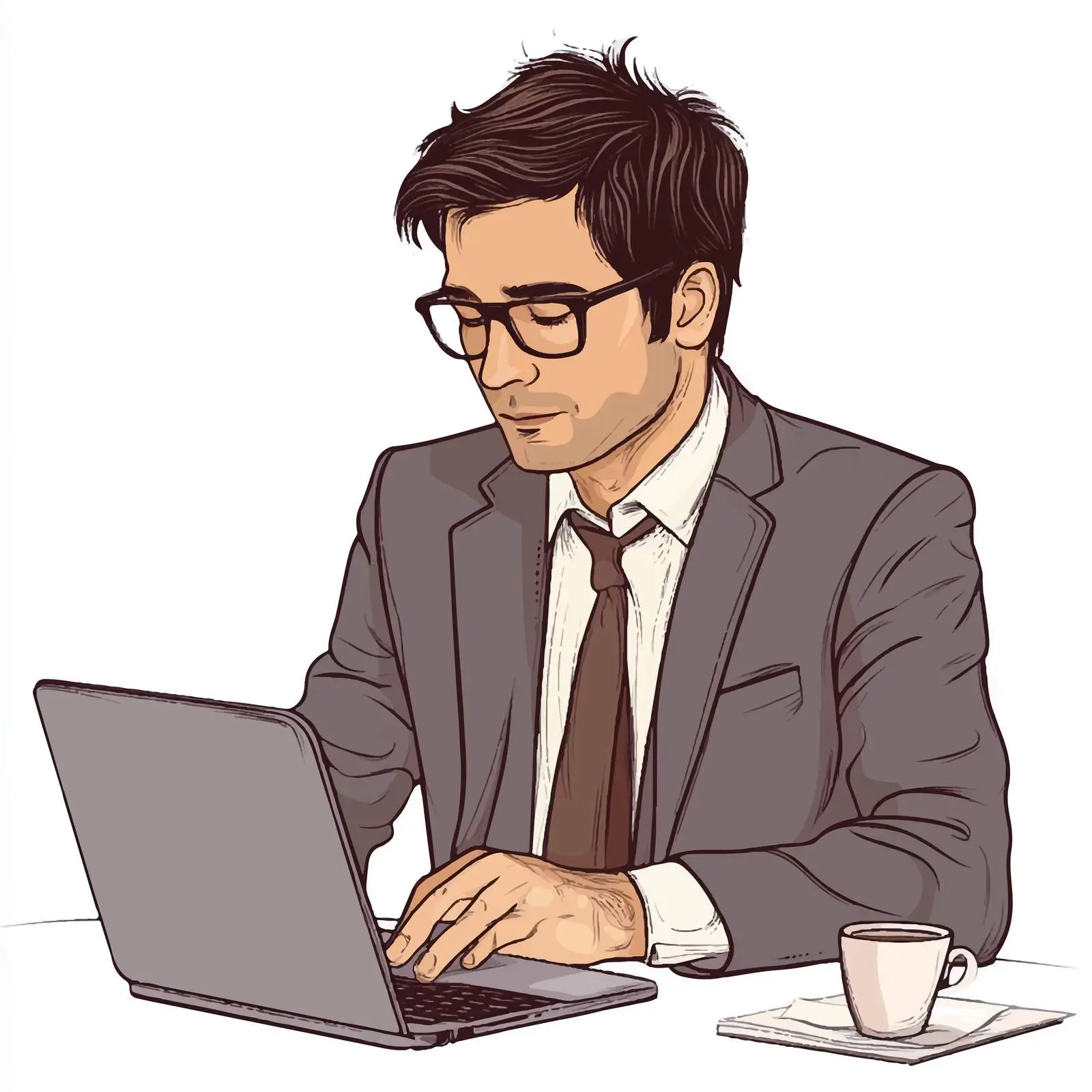 Young Businessman Working on Laptop in Office — free download from Dotvec