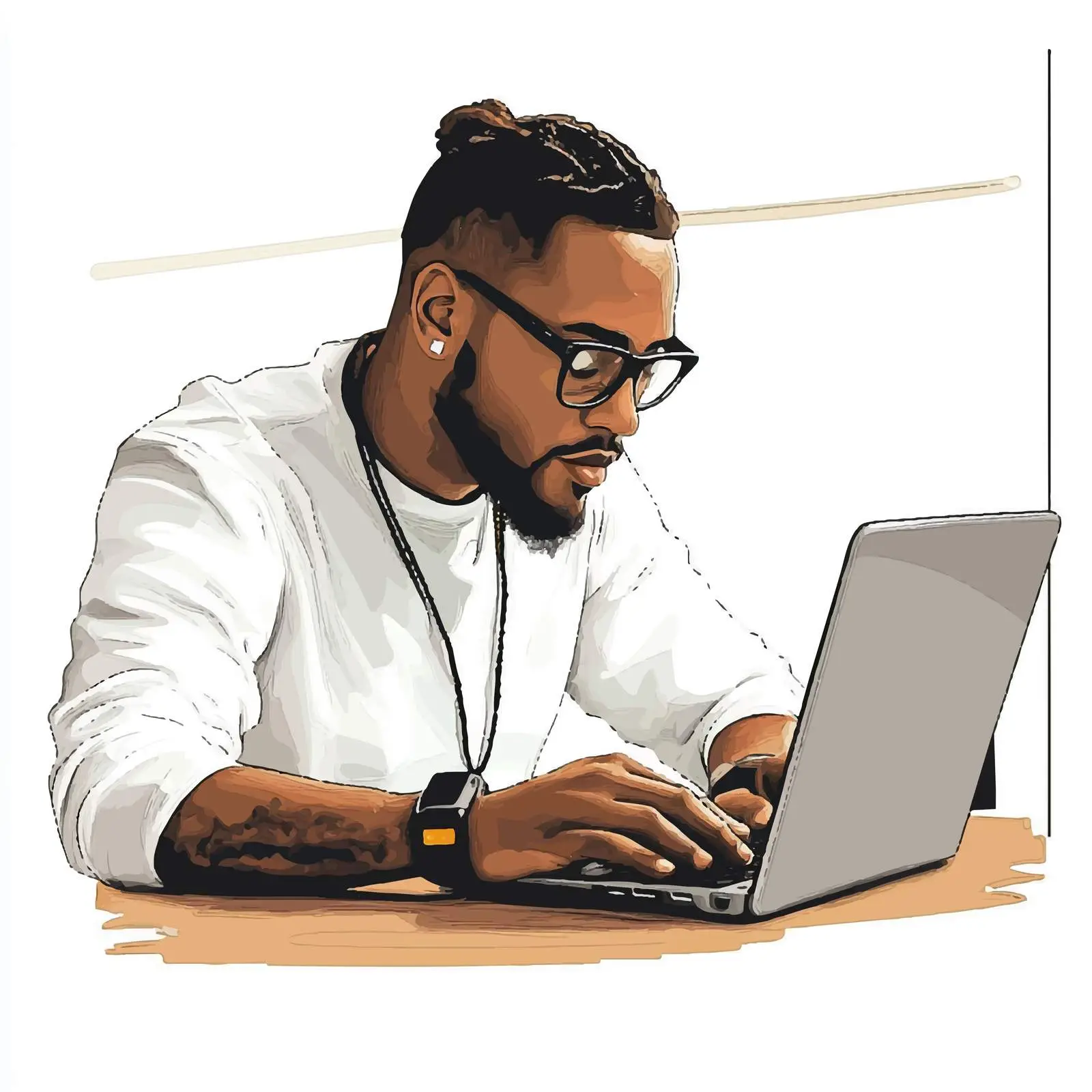 Young Business Man Working with Laptop in Office — free download from Dotvec