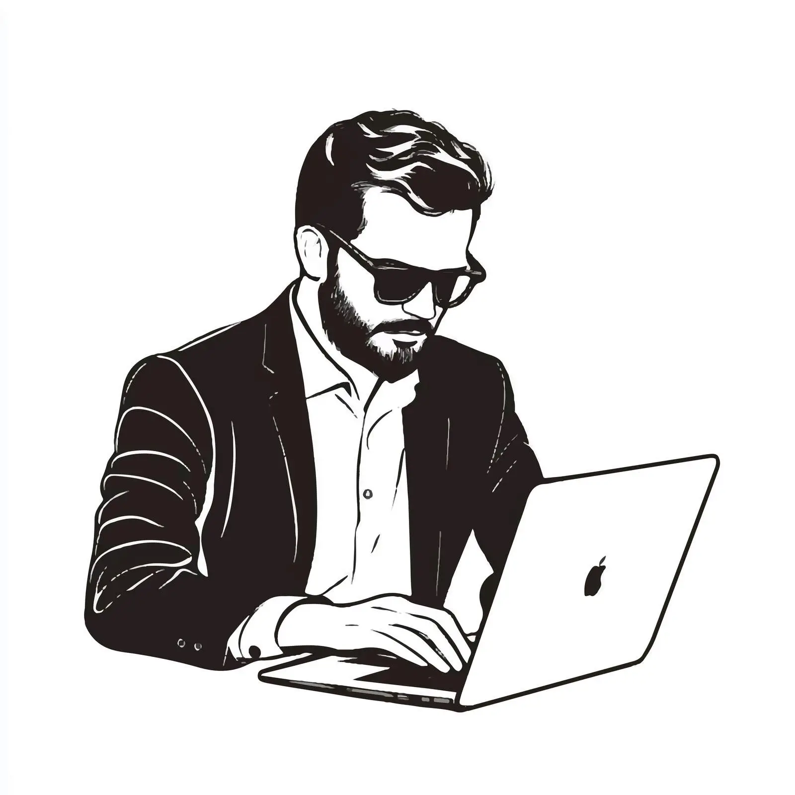 Young Businessman Working on Laptop in Office — free download from Dotvec