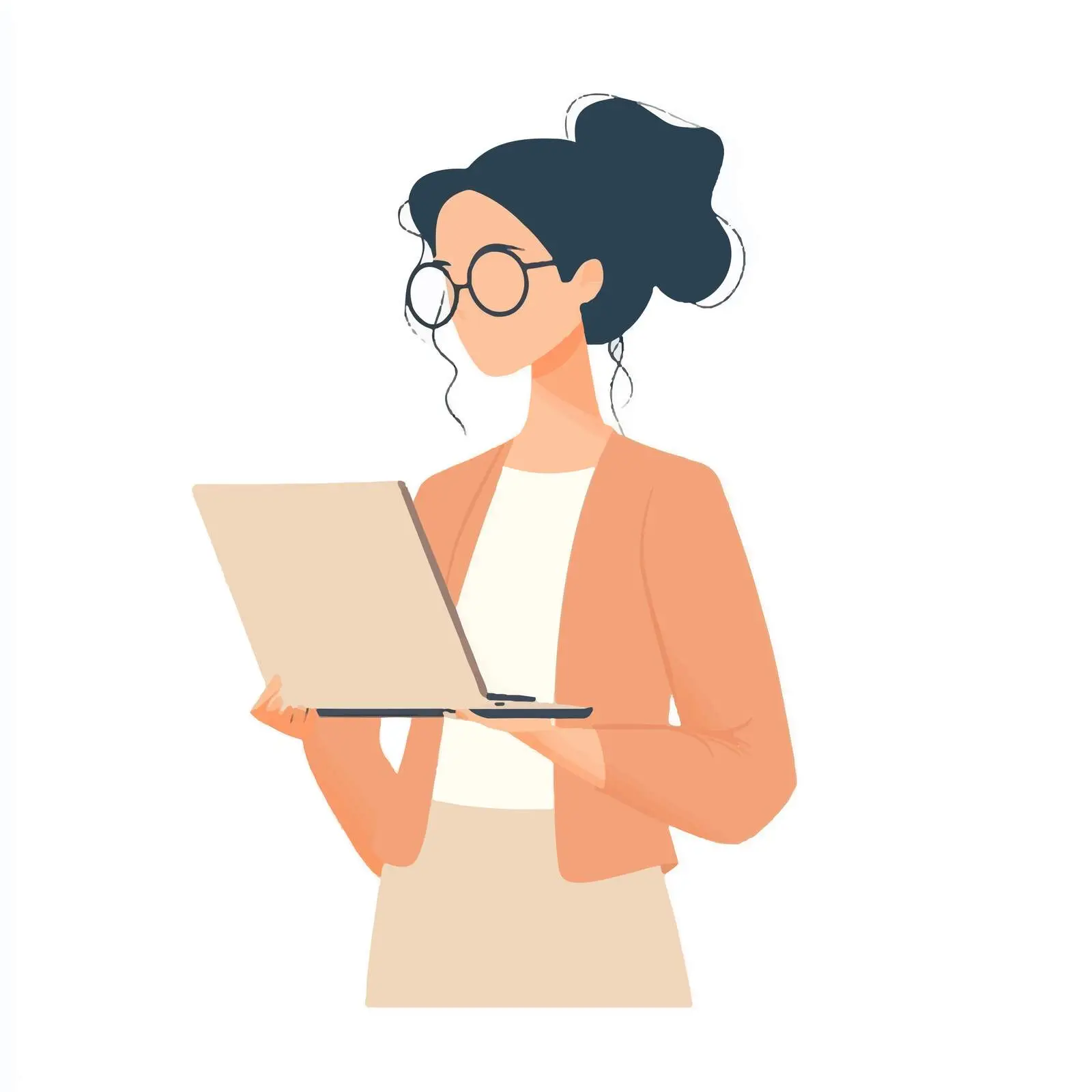 Young Business Woman with Laptop Vector Illustration — free download from Dotvec