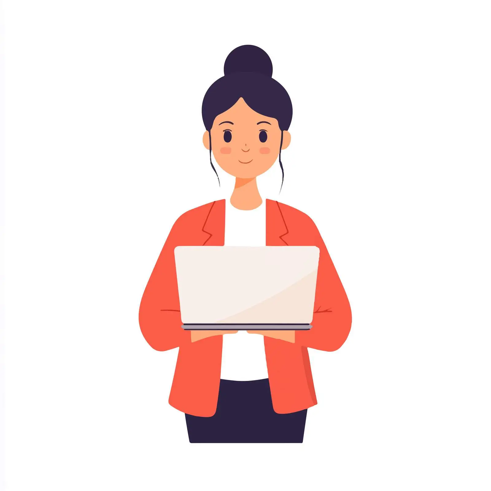 Young Business Woman with Laptop - Vector Illustration — free download from Dotvec