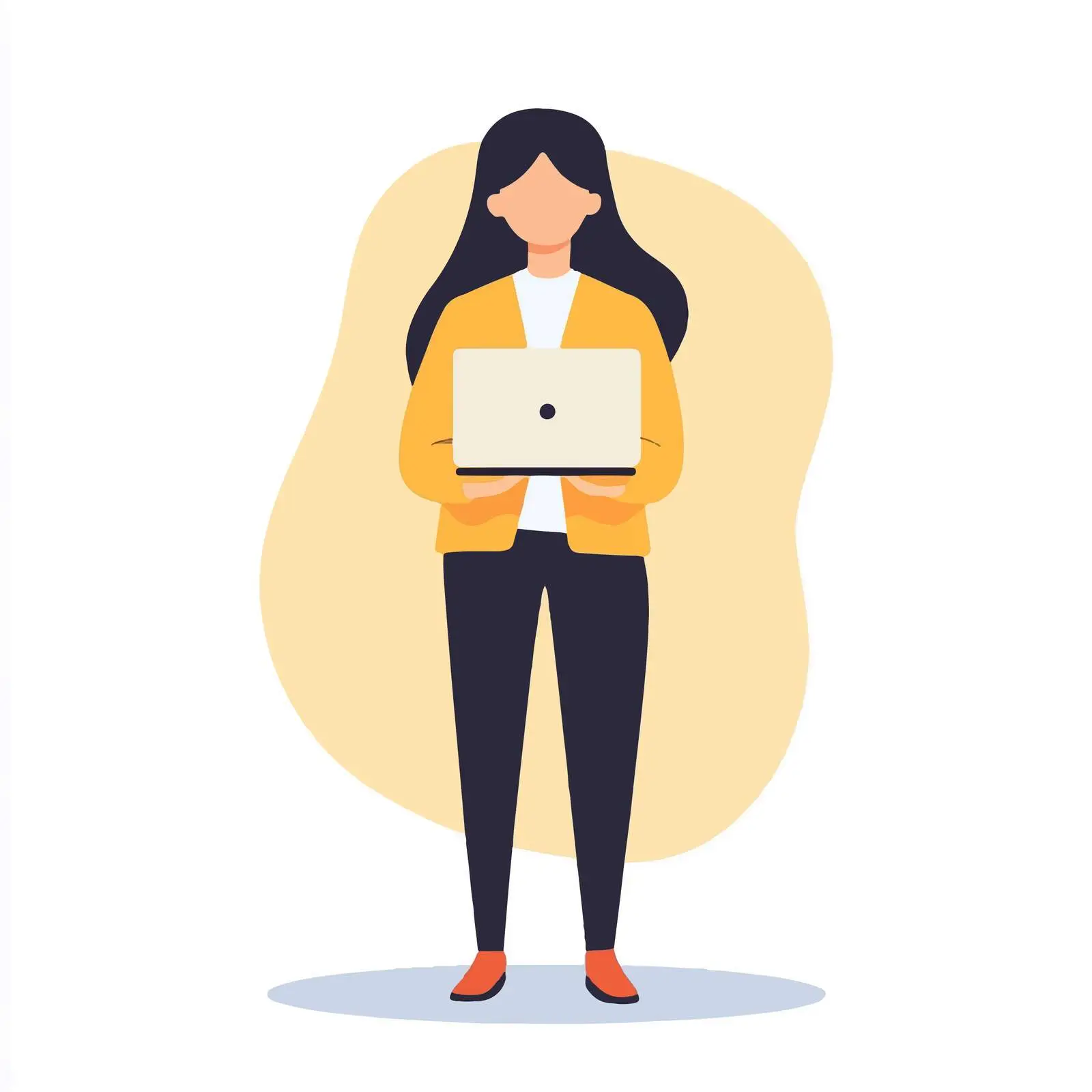Young Business Woman with Laptop Vector Illustration — free download from Dotvec
