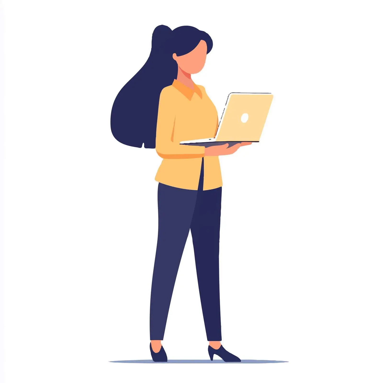 Young Business Woman with Laptop Vector Illustration — free download from Dotvec