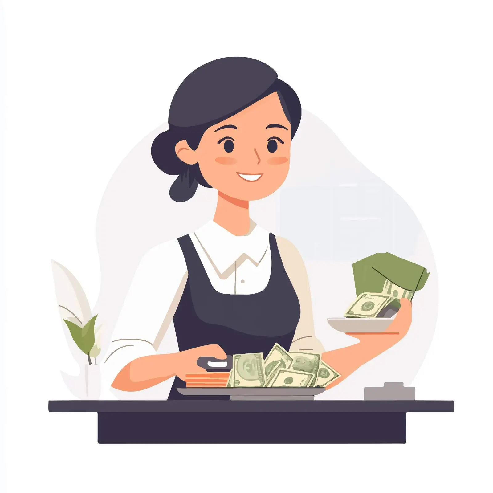 Young Business Woman Handling Money Transactions – free budget plan image from Dotvec
