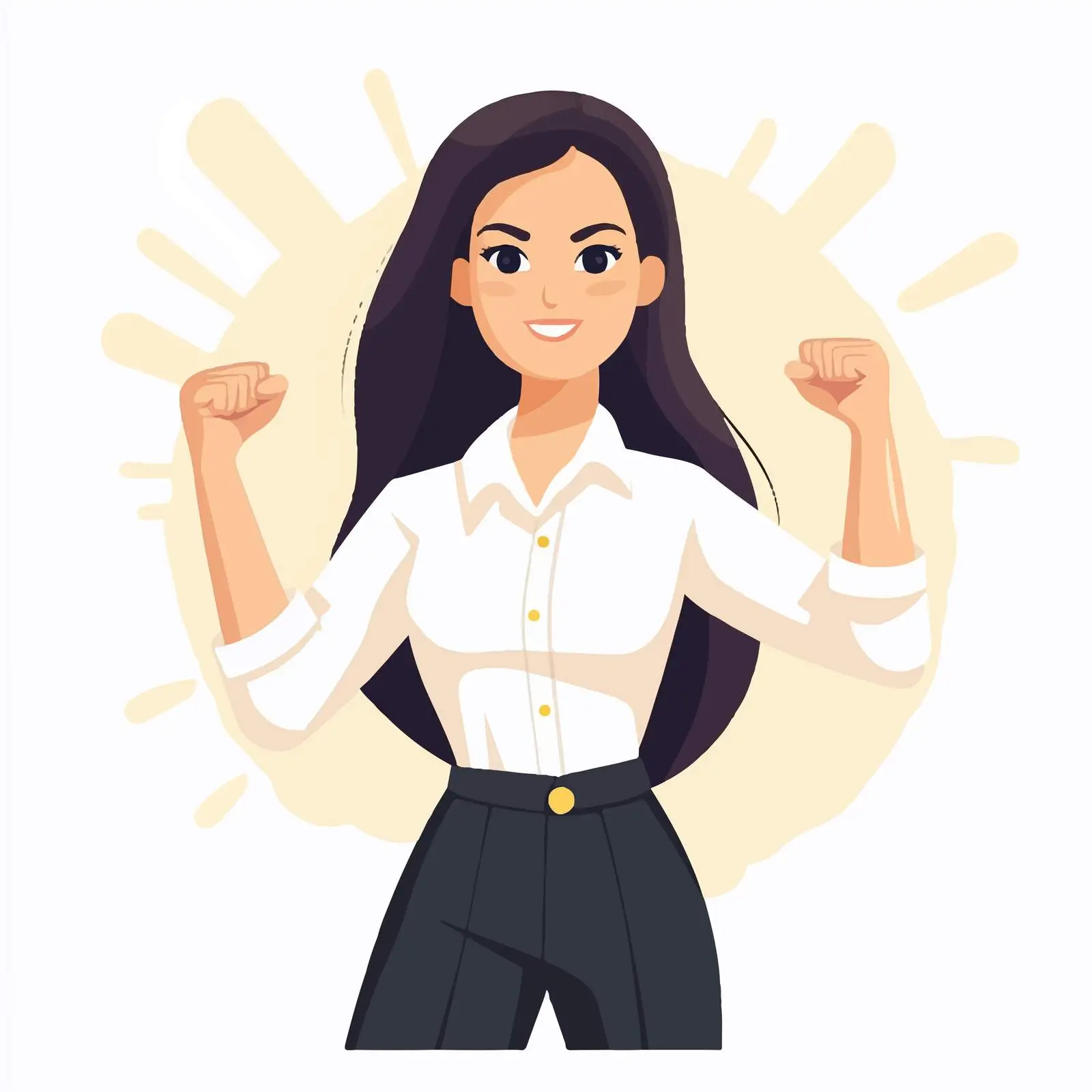 Successful Young Business Woman with Raised Hand – free determined image from Dotvec