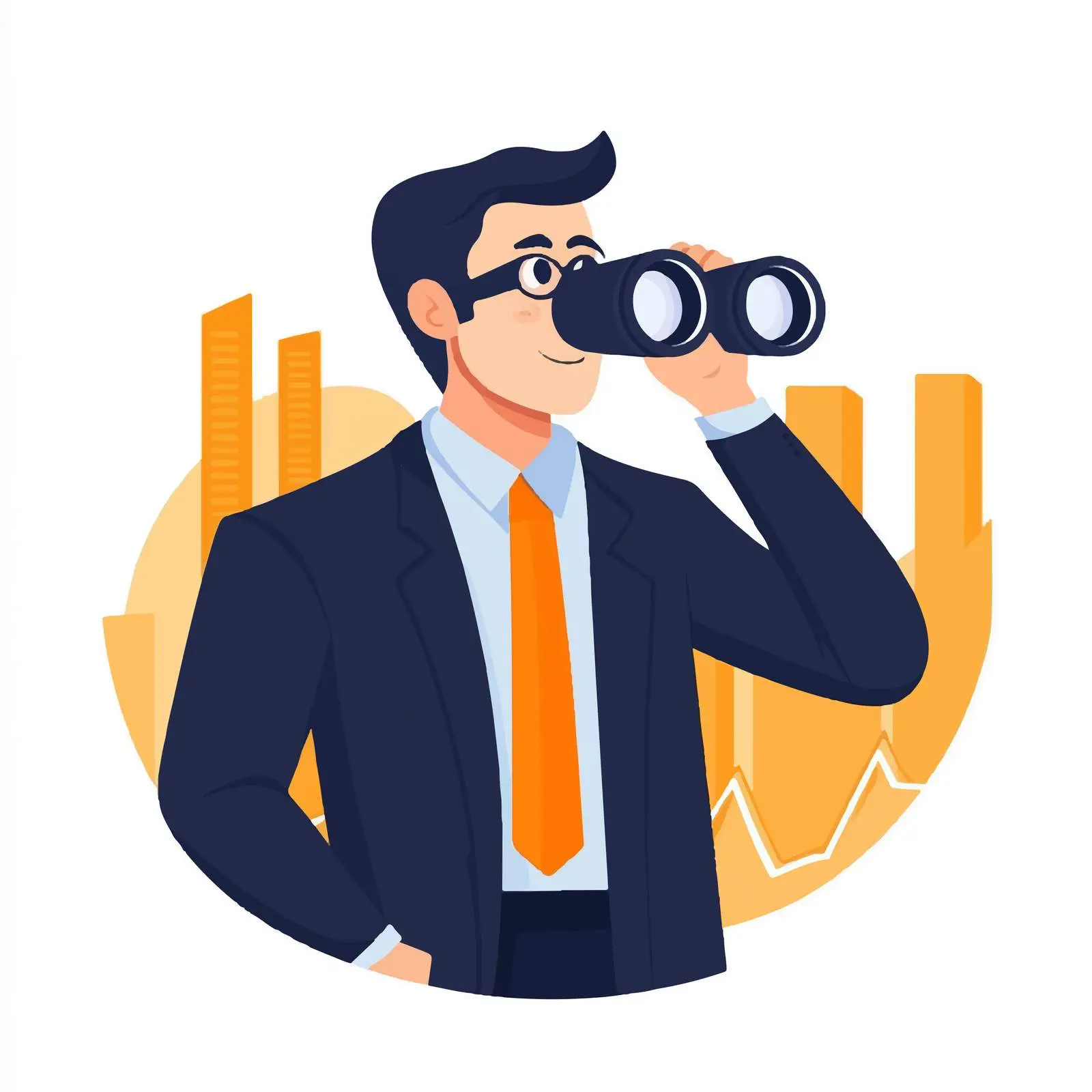 Young Businessman Using Binoculars for Search — free download from Dotvec