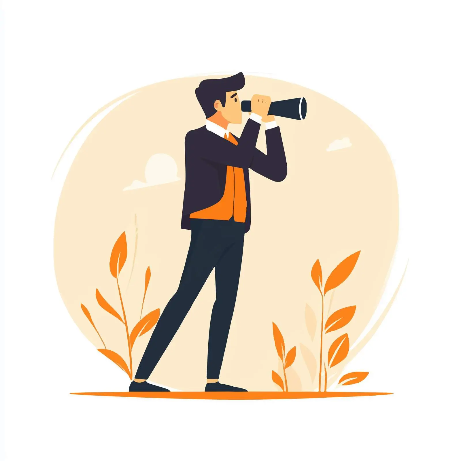 Young Businessman Searching with Binoculars Vector – free determined image from Dotvec