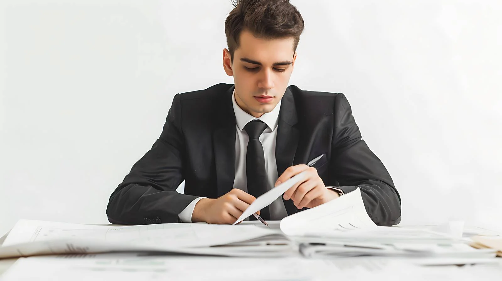 Focused Businessman Planning in Factory Setting — free download from Dotvec