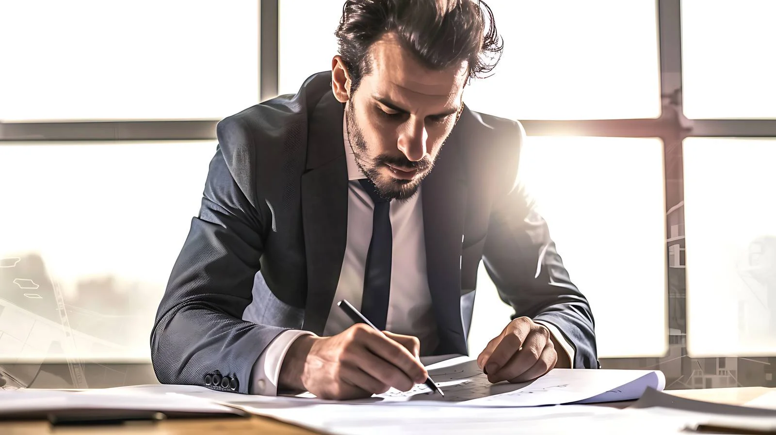 Young Businessman Planning in Factory — free download from Dotvec