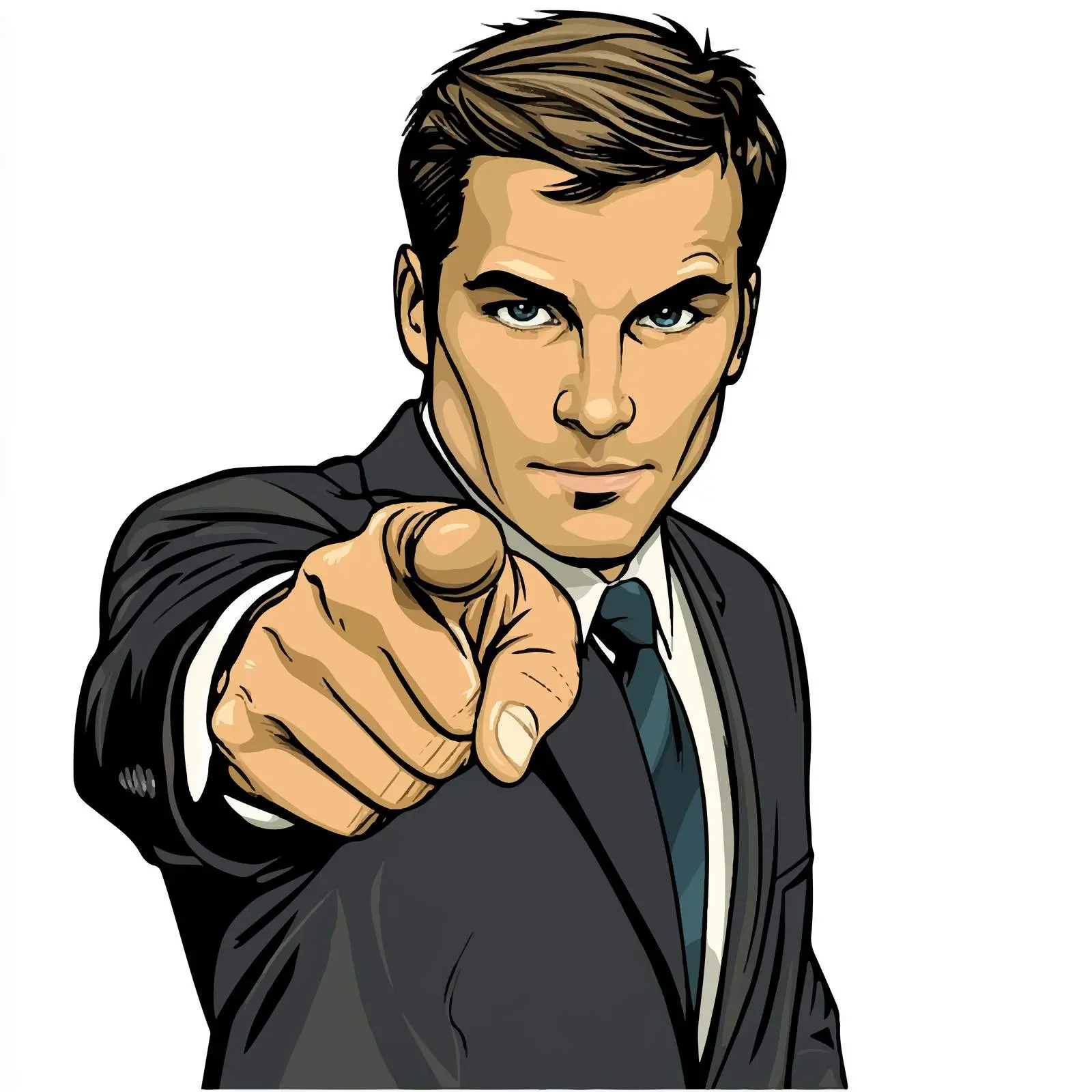 Confident Businessman Pointing with Thumb Gesture — free download from Dotvec