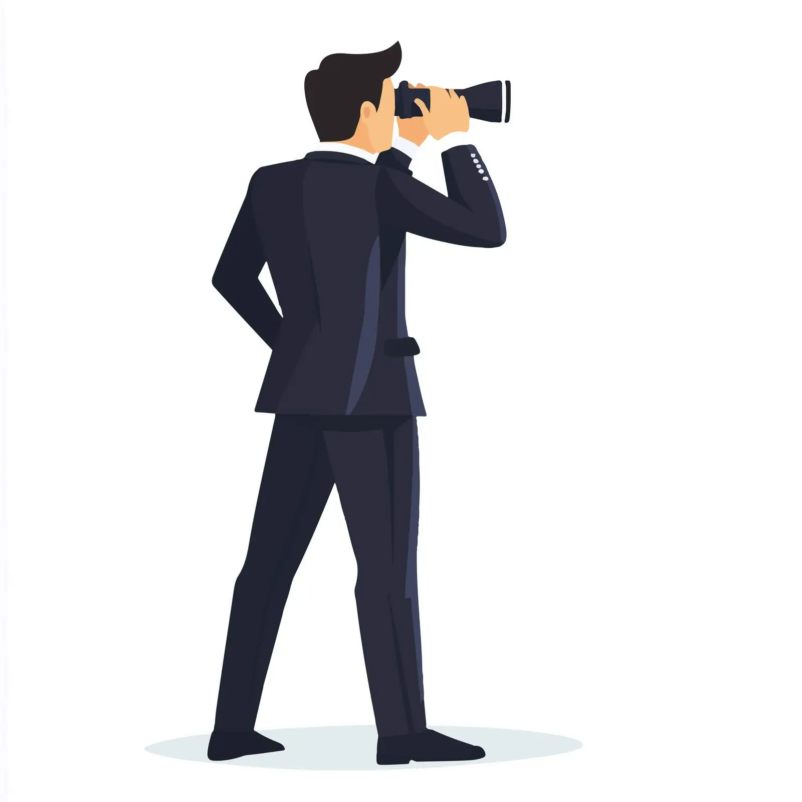 Young Businessman Using Binoculars for Insights — free download from Dotvec