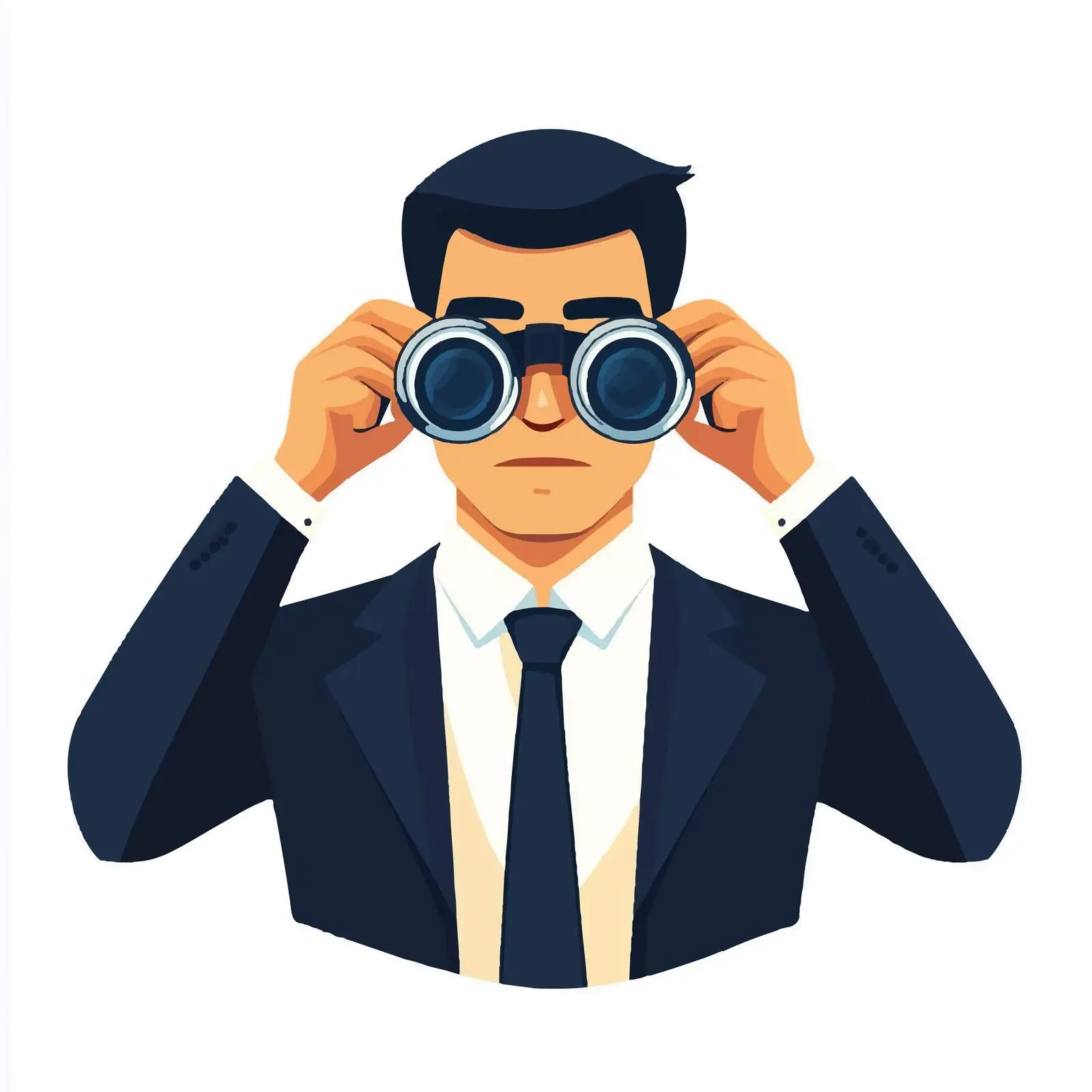 Young Businessman Examining Opportunities with Binoculars — free download from Dotvec