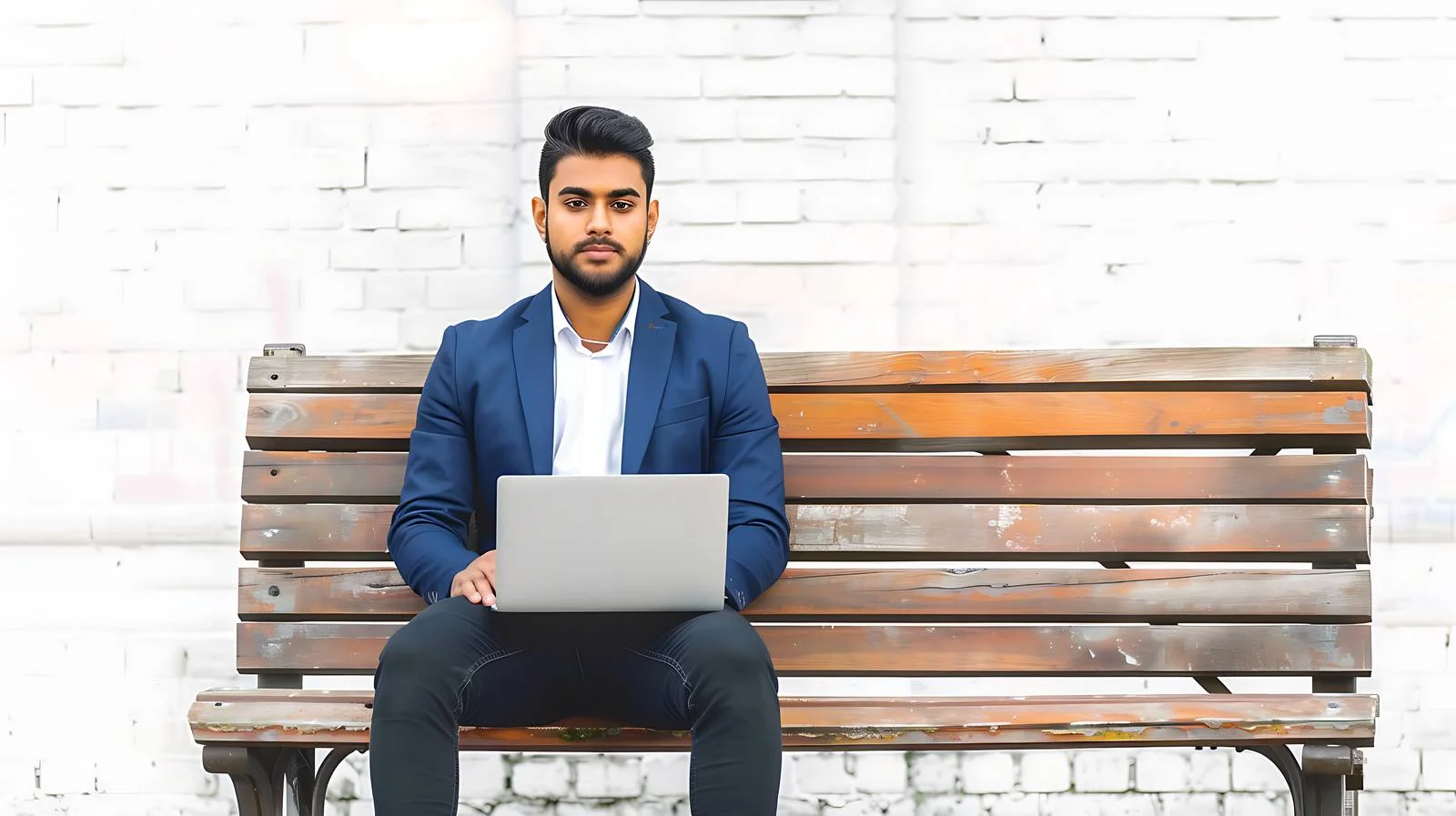 Professional Businessman Sitting in Blue Suit — free download from Dotvec