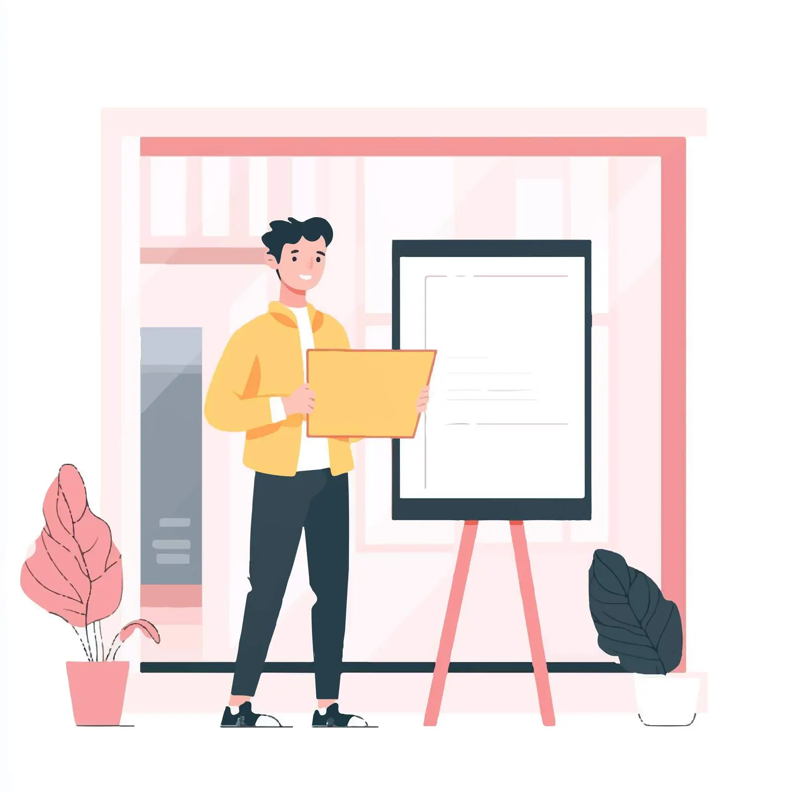 Young Businessman Holding Billboard in Vector Style — free download from Dotvec