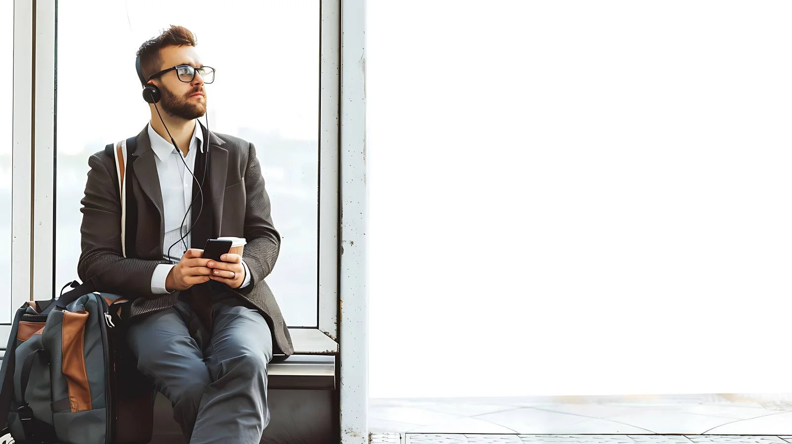 Young Businessman Enjoying Coffee and Music — free download from Dotvec