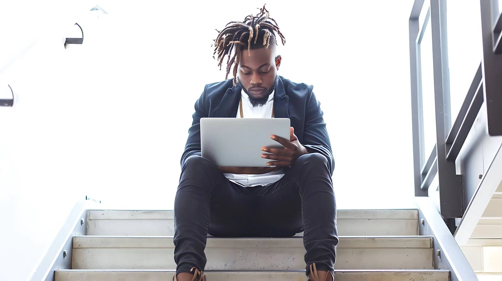 Professional Young Businessman on Stairs — free download from Dotvec