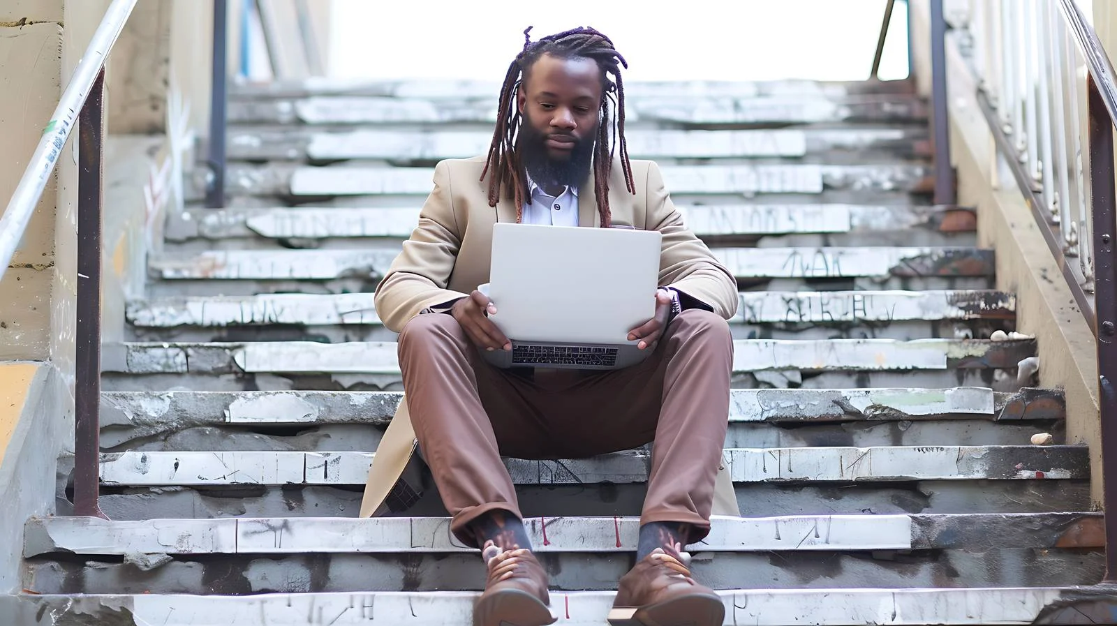 Professional Young Male Sitting on Steps — free download from Dotvec