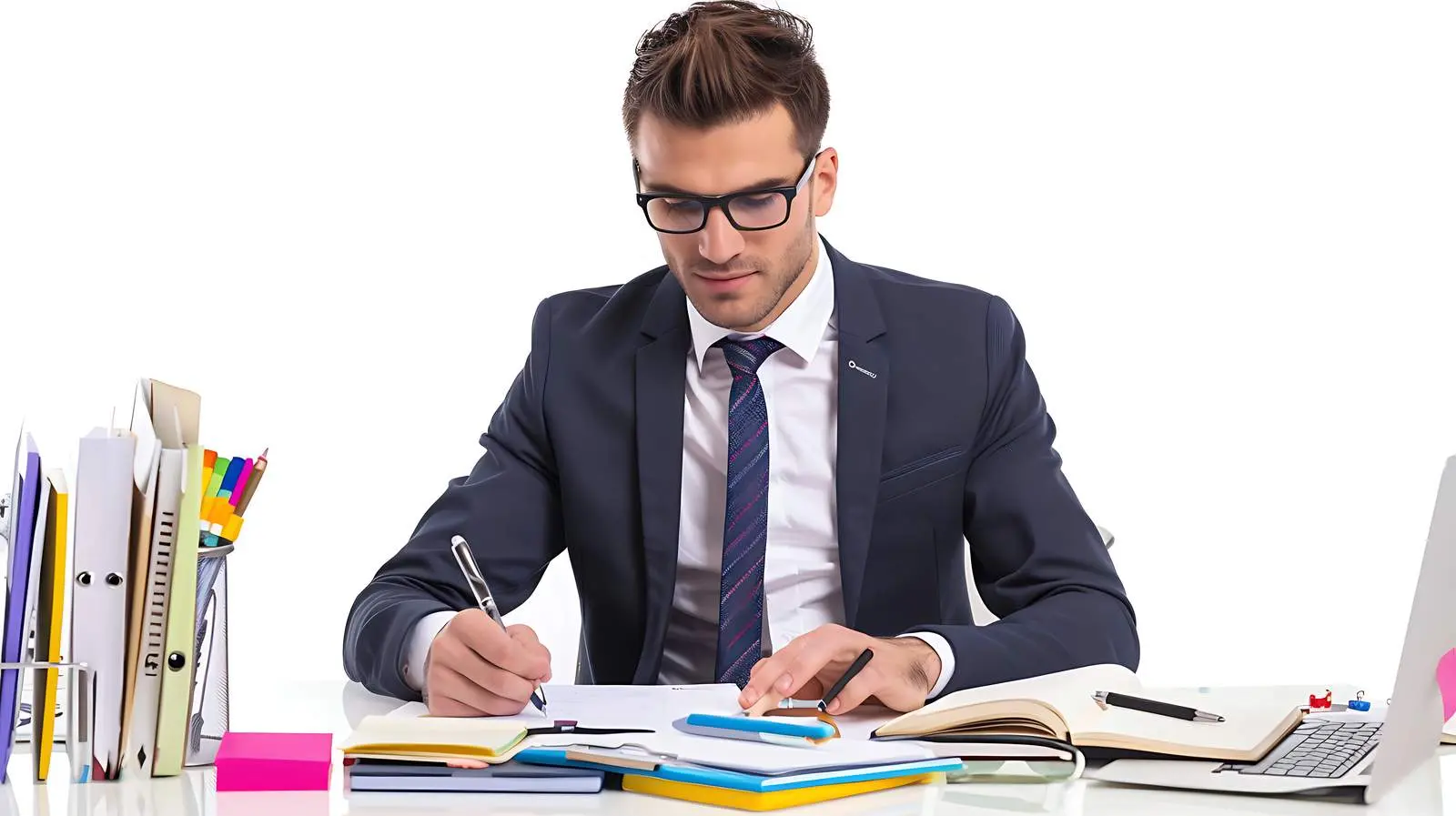 Young Businessman Working in Modern Office Setting – free startup image from Dotvec