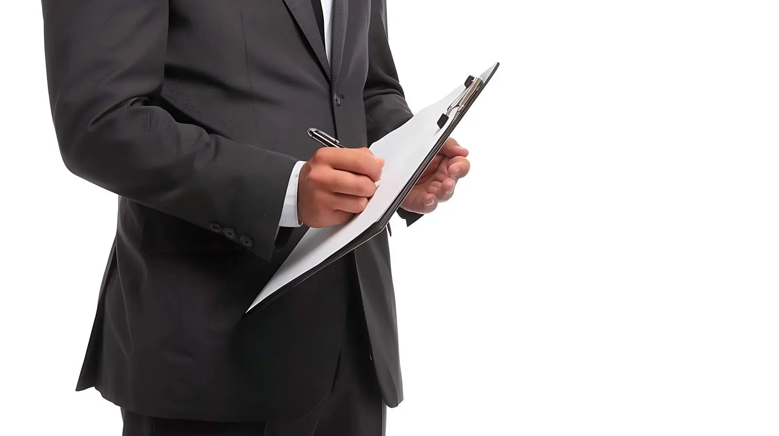 Young Businessman Writing on Clipboard Isolated — free download from Dotvec