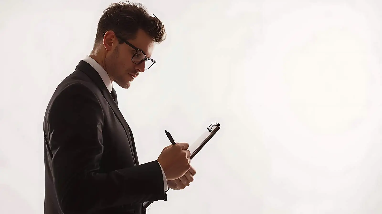 Young Businessman Writing on Clipboard Isolated — free download from Dotvec