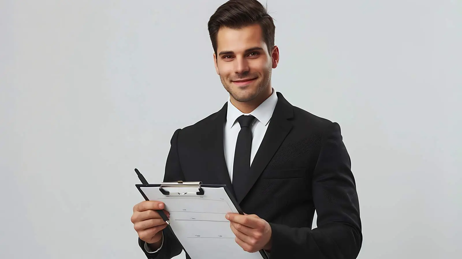 Young Businessman Writing on Clipboard Isolated — free download from Dotvec