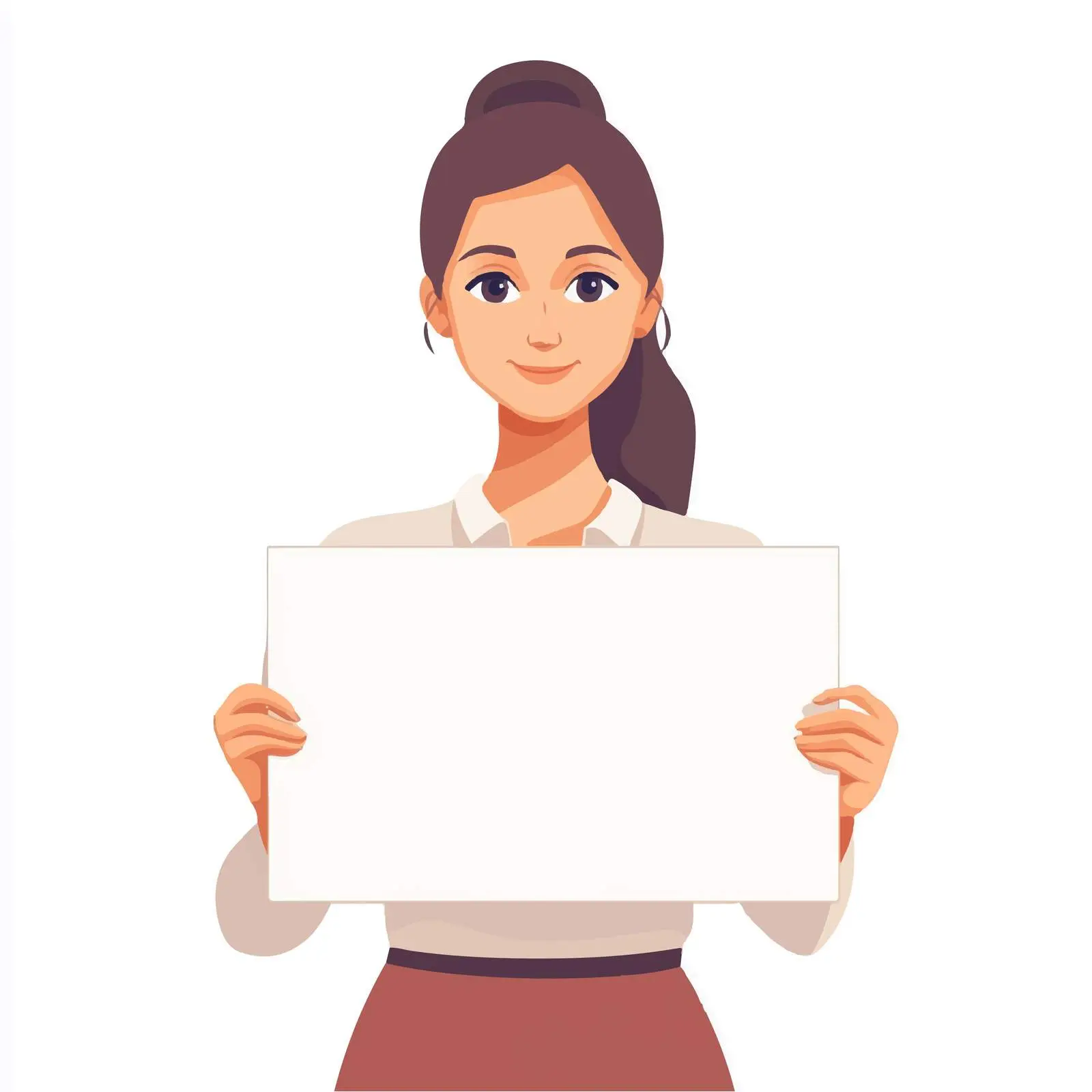 Businesswoman Showcasing Blank Sign for Custom Message — free download from Dotvec