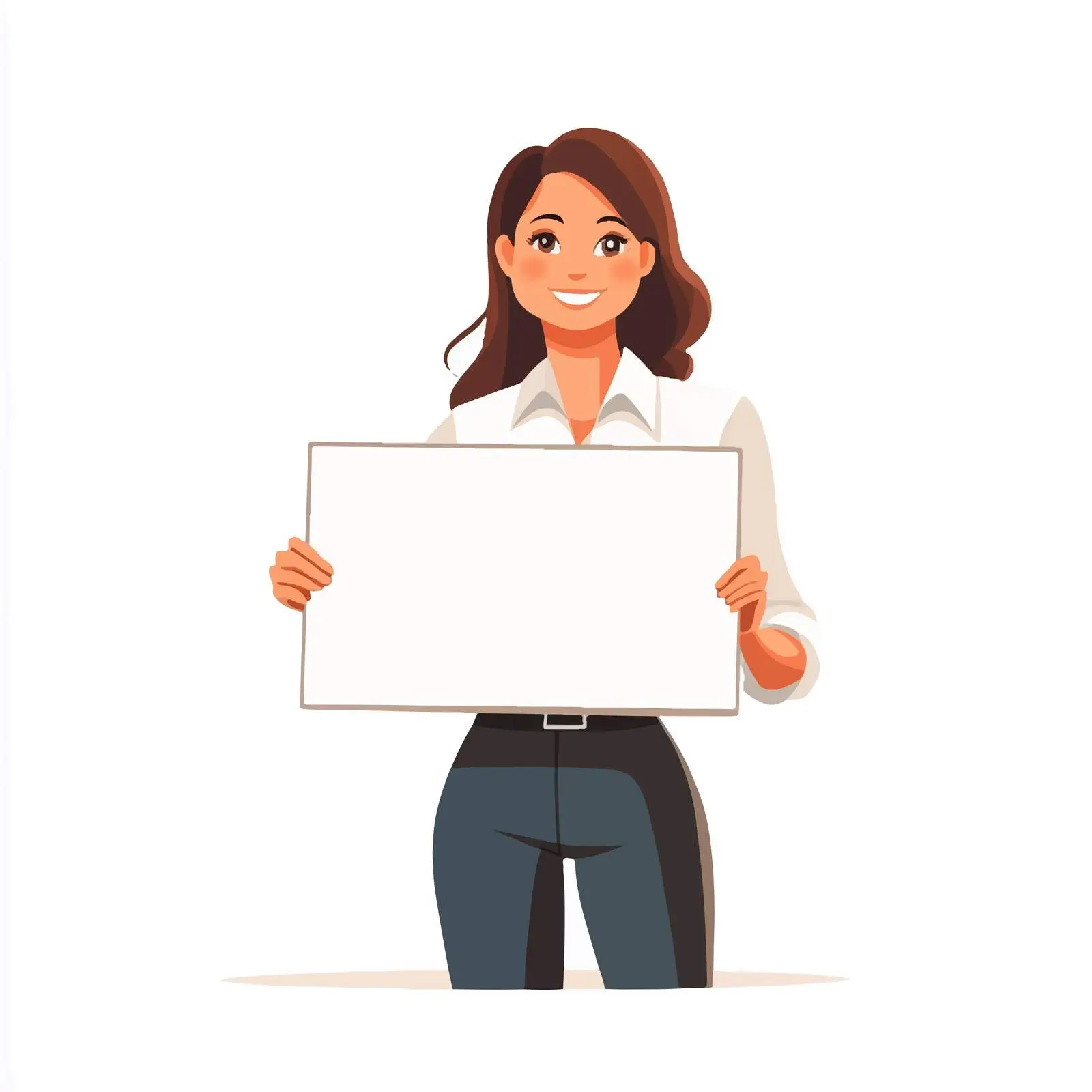 Young Businesswoman Holding Blank Paper Sign — free download from Dotvec