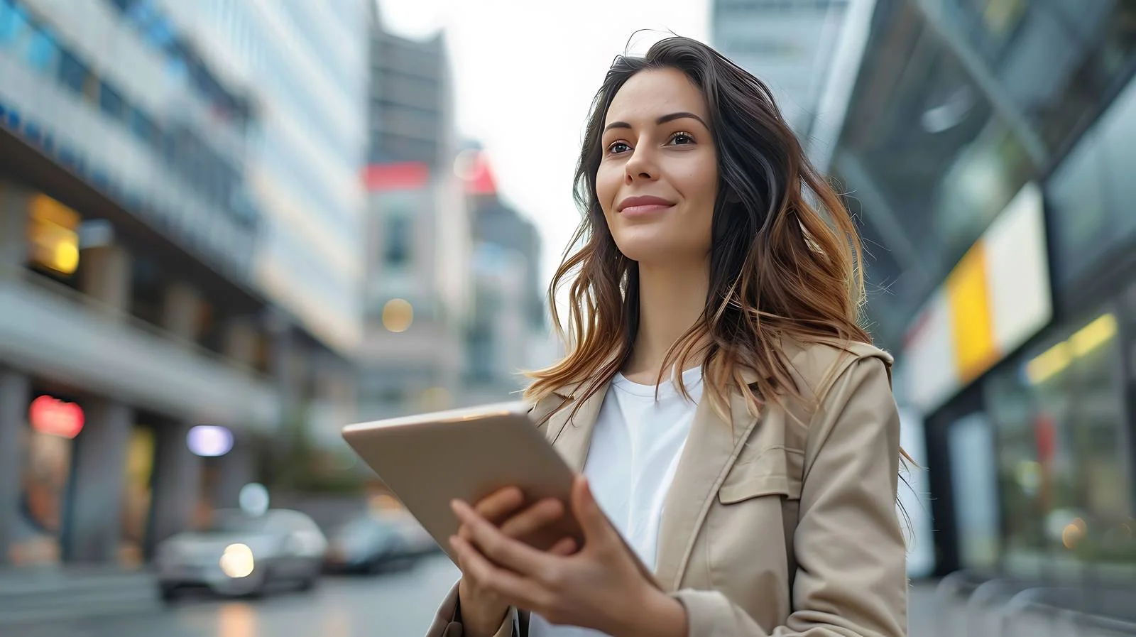 Urban Businesswoman with Tablet — free download from Dotvec