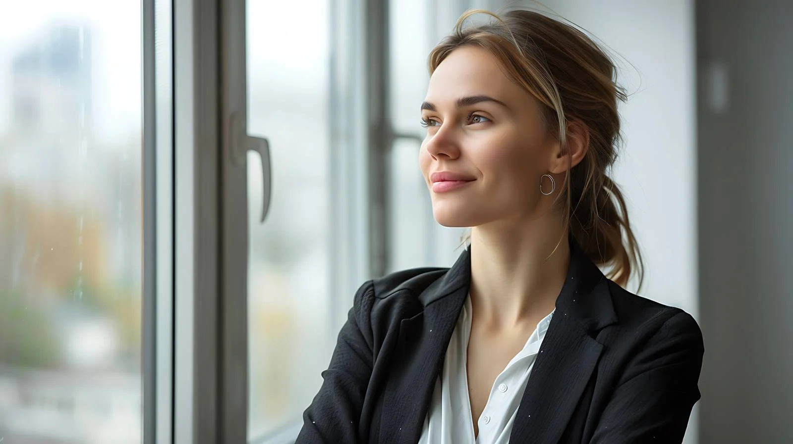 Professional Businesswoman Loft Window View — free download from Dotvec