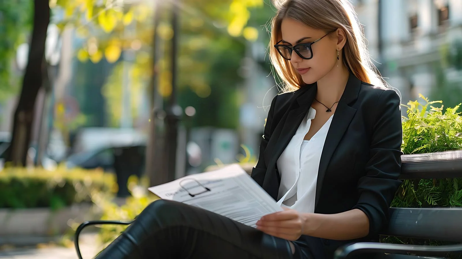 Focused Businesswoman Reviewing Documents — free download from Dotvec