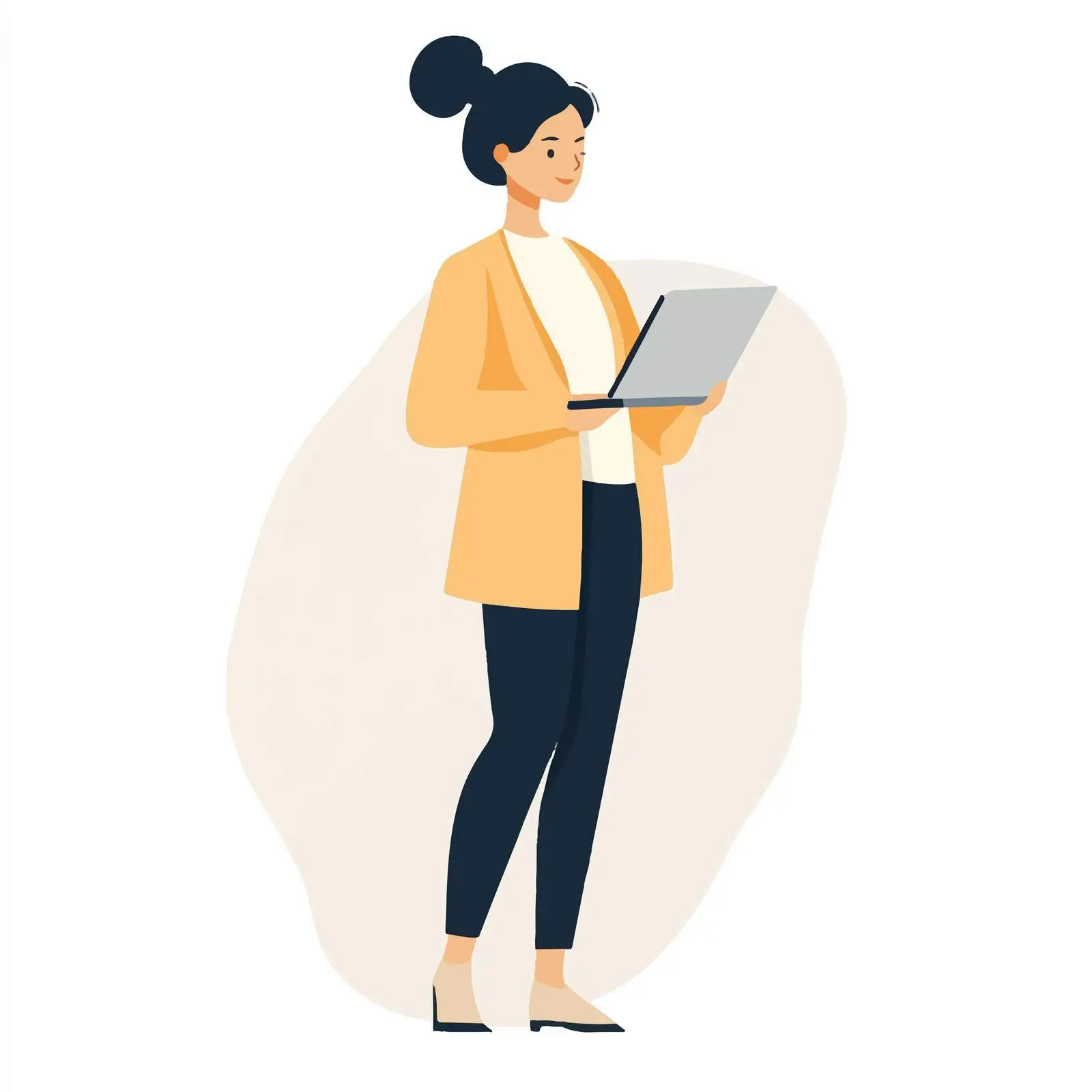 Young Businesswoman Holding Laptop Vector Illustration — free download from Dotvec
