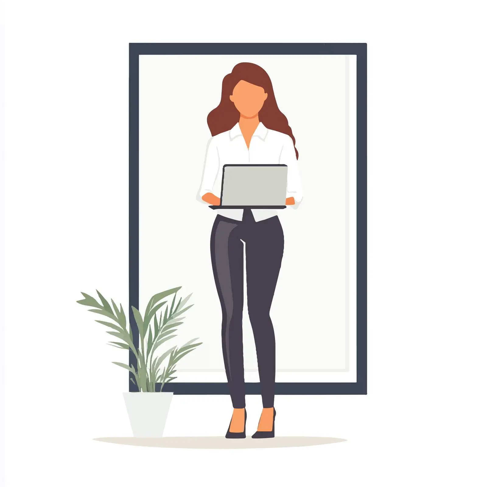 Stylish Businesswoman with Laptop Illustration — free download from Dotvec