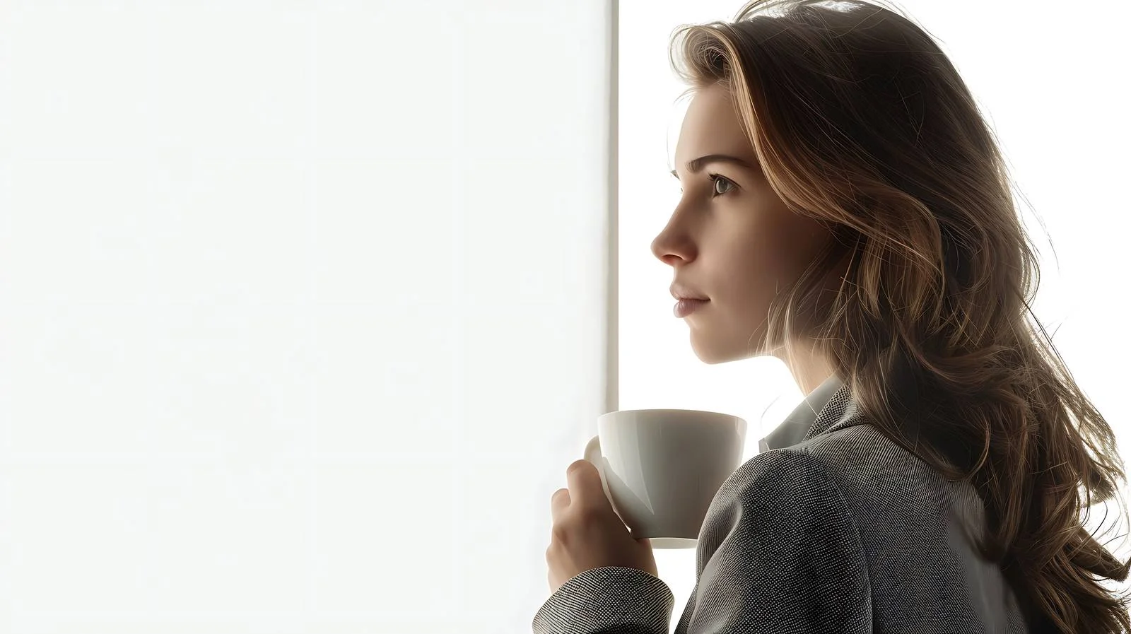 Focused Businesswoman with Coffee: Office View — free download from Dotvec