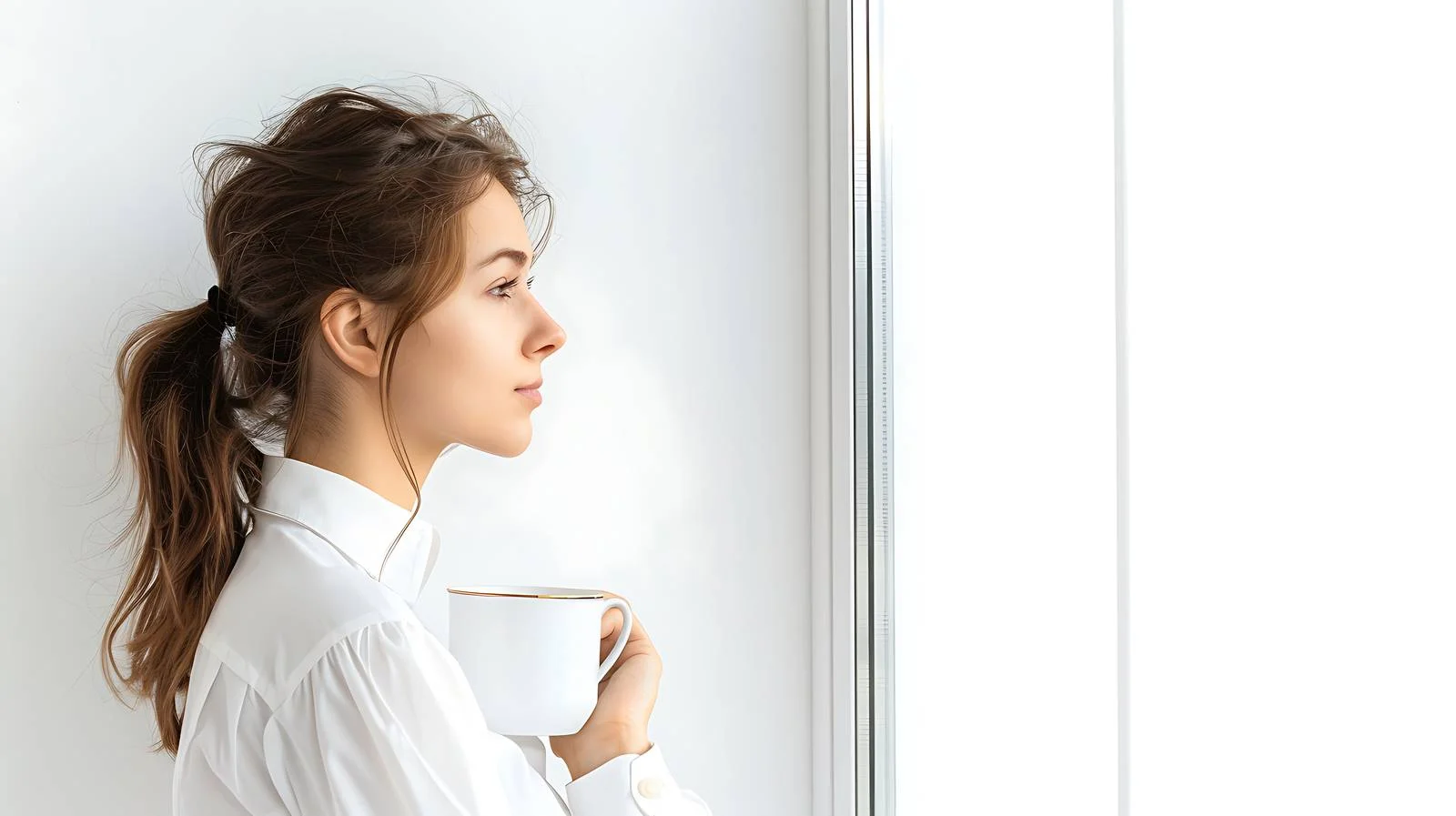 Professional Businesswoman Coffee Break Gazing Out — free download from Dotvec