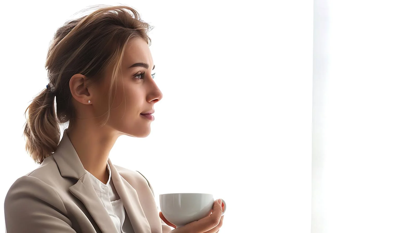 Focused Businesswoman with Coffee — free download from Dotvec