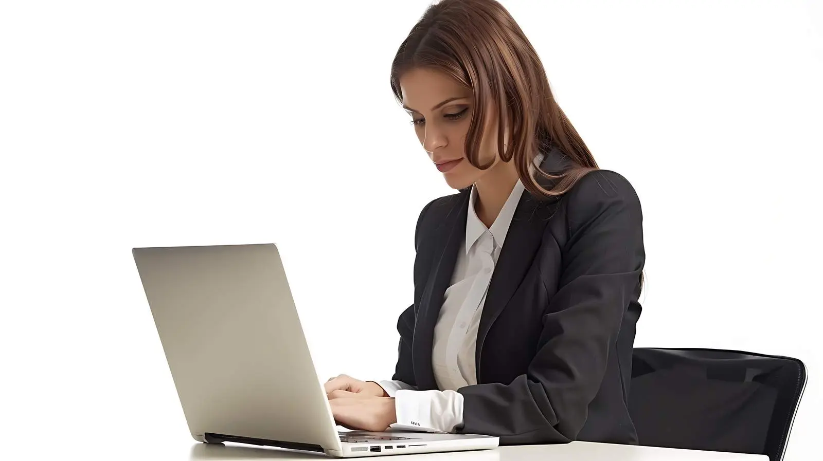 Young Businesswoman Working on Laptop in Office — free download from Dotvec