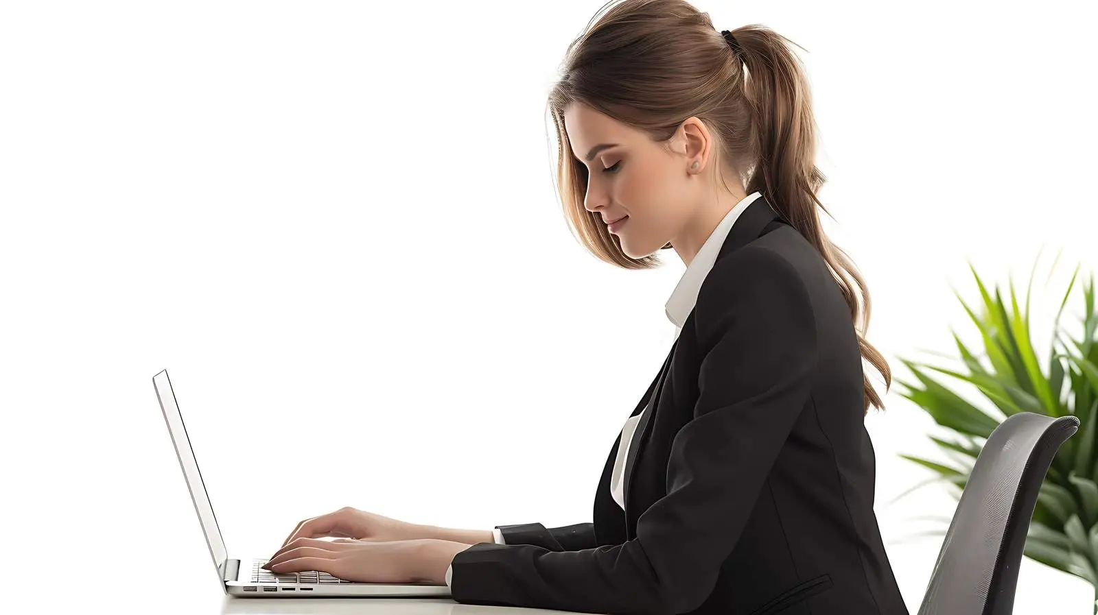 Young Businesswoman Working on Laptop in Office — free download from Dotvec