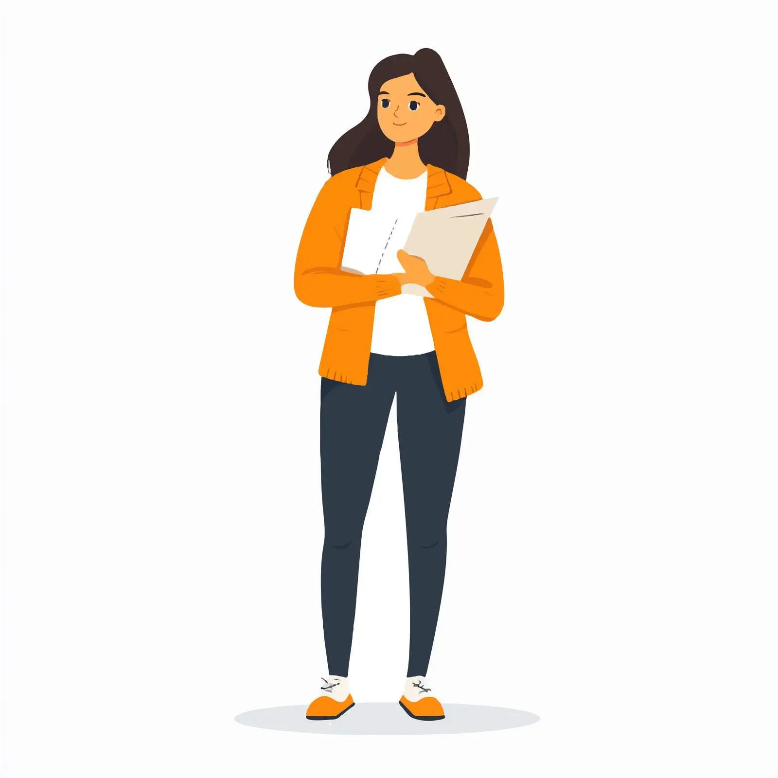 Young Casual Business Woman Holding Documents Vector — free download from Dotvec