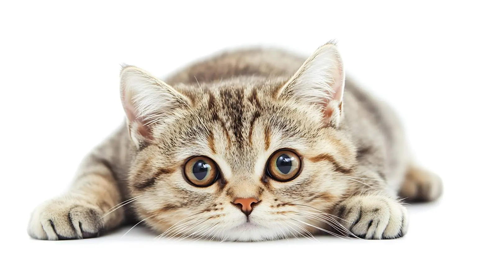Young Scottish Straight Cat Lying on White Background — free download from Dotvec