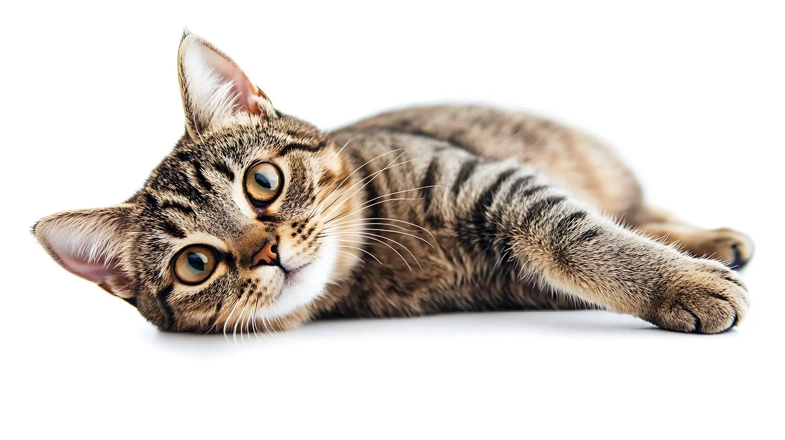 Young Scottish Straight Cat Lying on White Background — free download from Dotvec