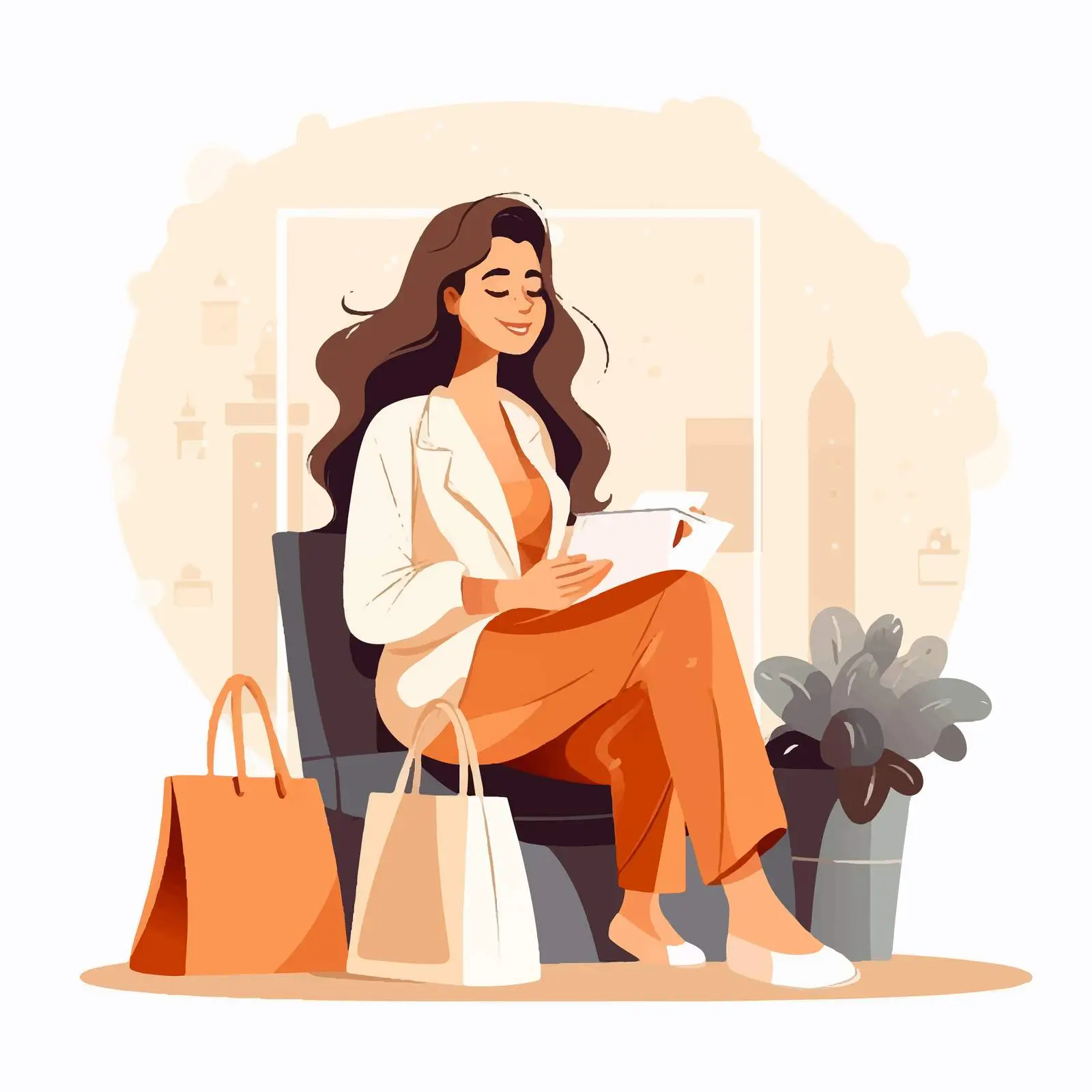 Elegant Cheerful Long-Haired Women in Vectors — free download from Dotvec