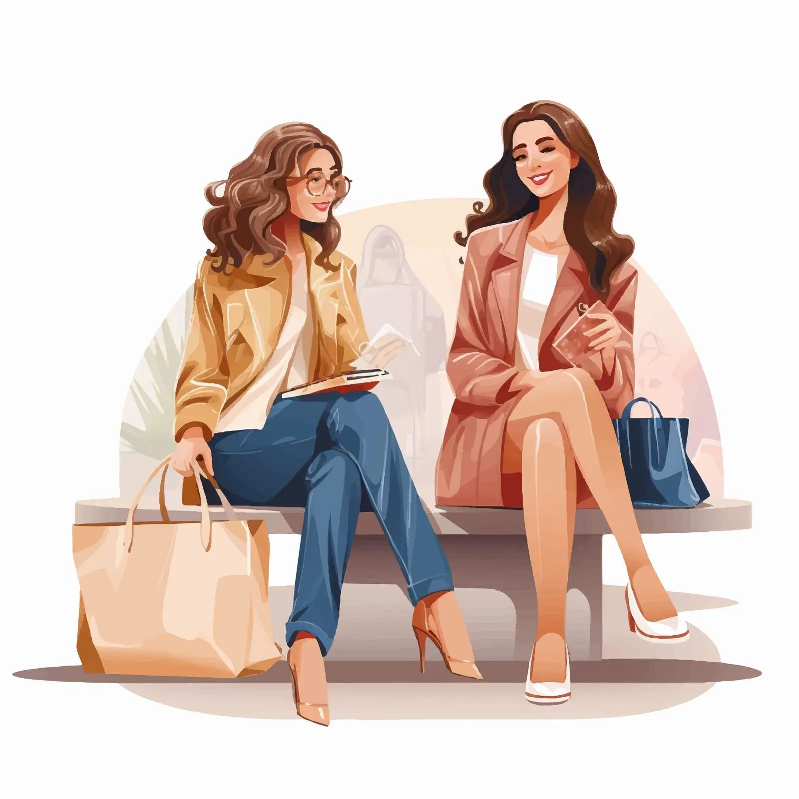 Elegant Long-Haired Women in Cheerful Attire — free download from Dotvec