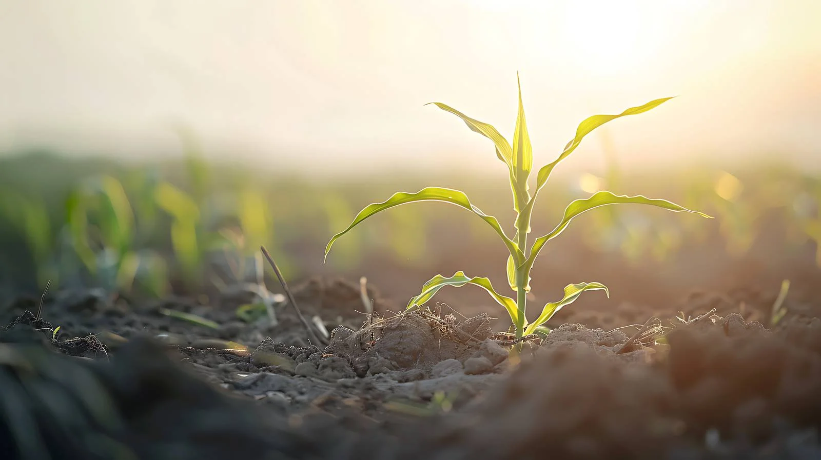 Morning Sunlight on Isolated Young Corn Plant — free download from Dotvec