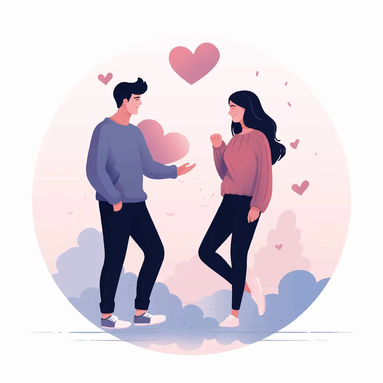 Young Couple in Love Vector Illustration — free download from Dotvec