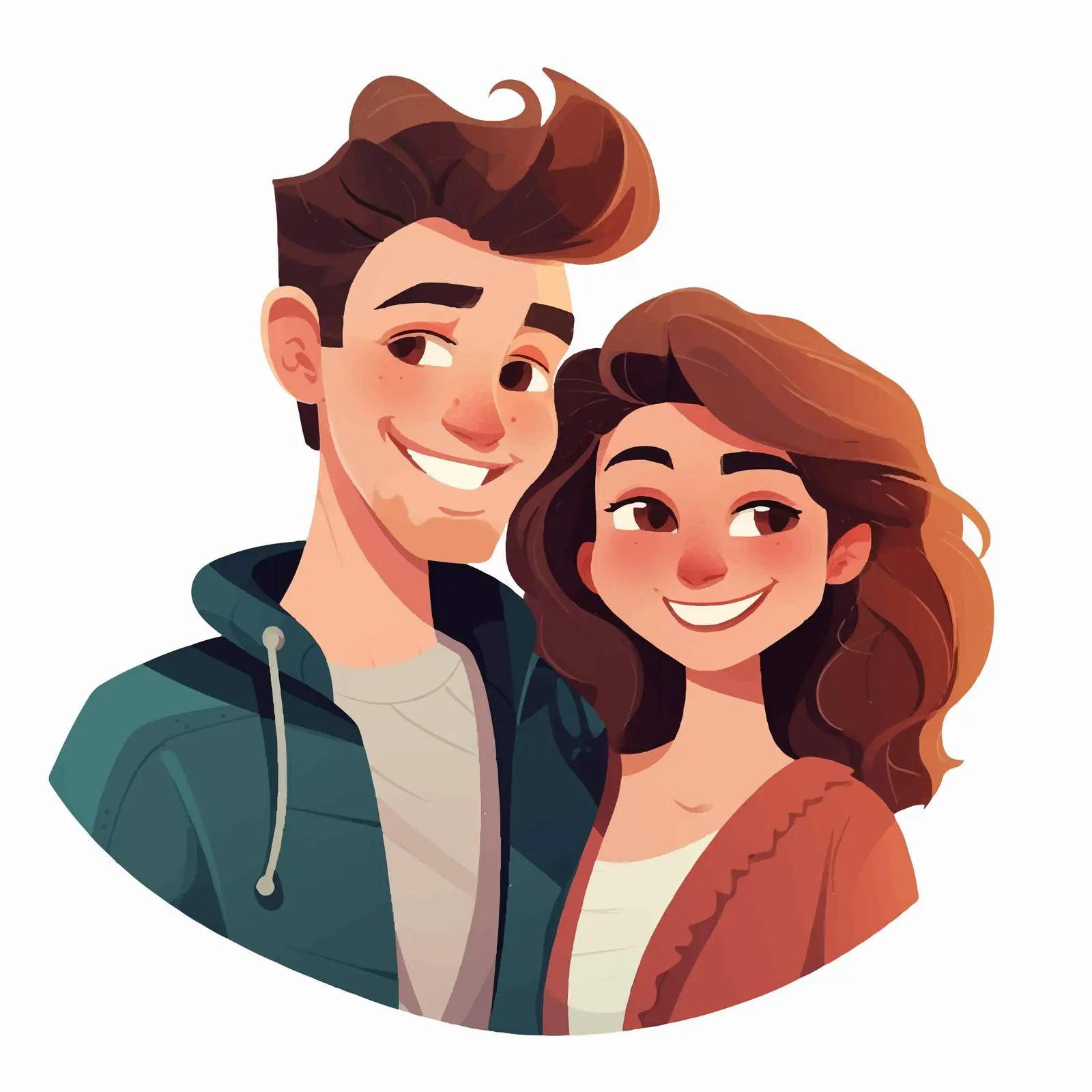 Young Couple Cartoon Love Characters Vector Illustration — free download from Dotvec